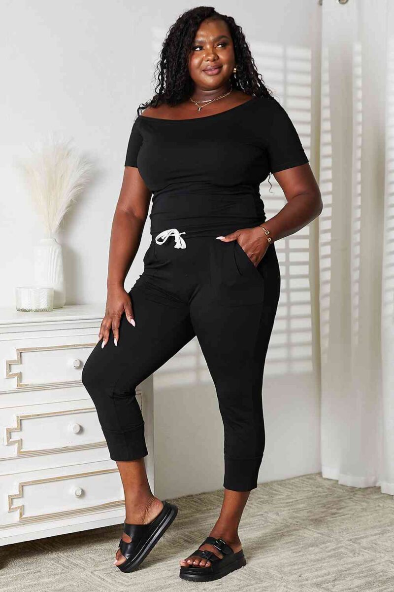 Double Take Asymmetrical Neck Tied Jumpsuit with Pockets - Image 4