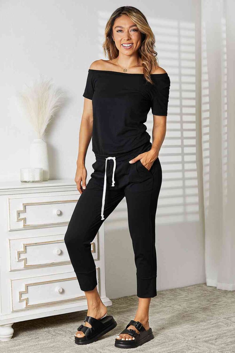 Double Take Asymmetrical Neck Tied Jumpsuit with Pockets - Image 8
