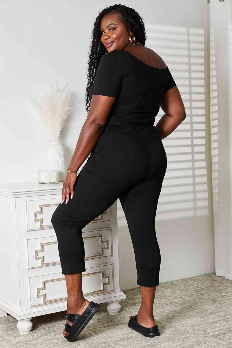 Double Take Asymmetrical Neck Tied Jumpsuit with Pockets - Image 2