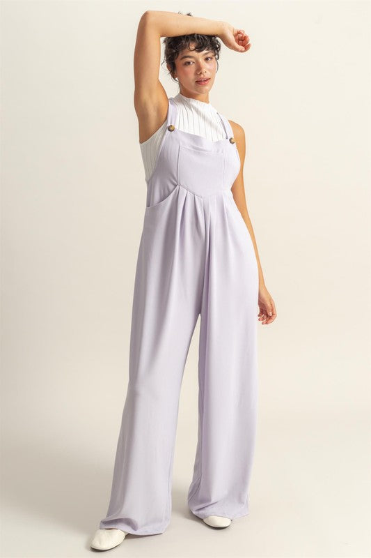 HYFVE Pleated Detail Front Pocket Wide Strap Overalls