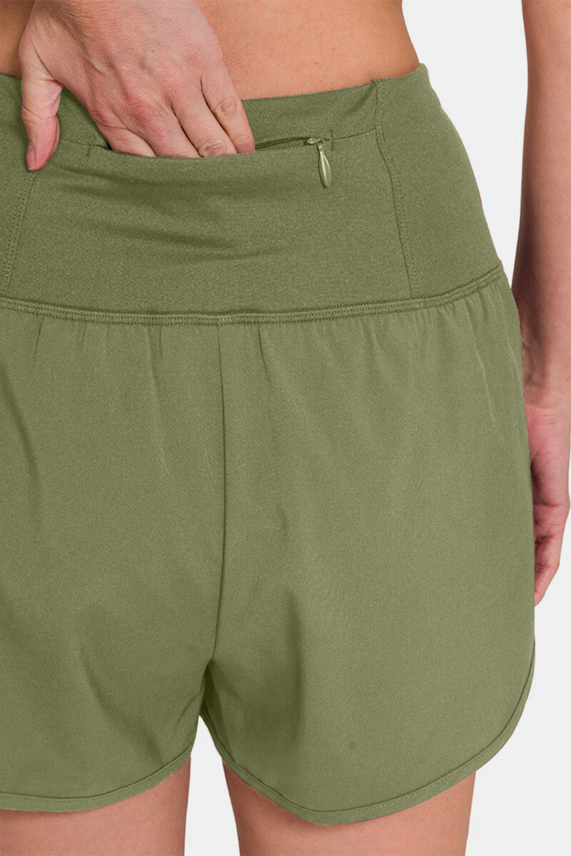 Zenana High-Waisted Zippered Back Pocket Active Shorts - Image 5