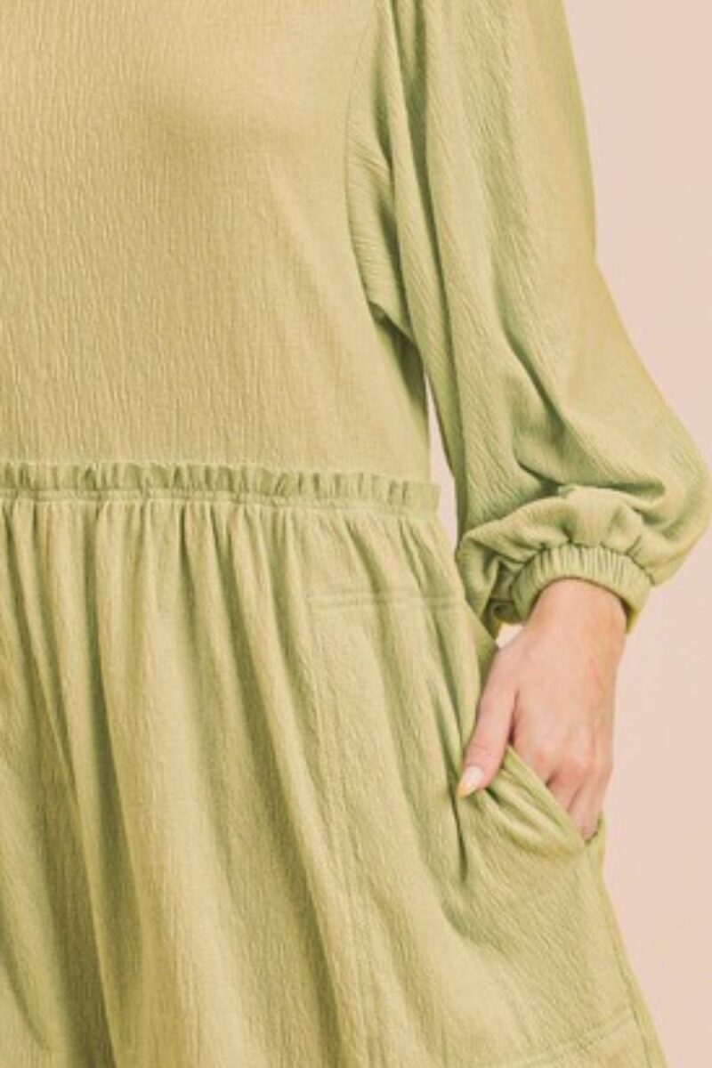 Aemi + Co Frill Round Neck Long Sleeve Romper with Pockets - Image 3